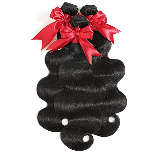 10A Brazilian Body Wave Bundles 20 22 24 Inch Human Hair Bundles 100% Unprocessed Virgin Hair Body Wave 3 Weave Bundles Deals Human Hair 1B Natural Black
