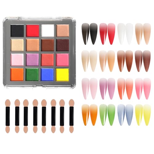 16 Color Nail Pigment Powder Set Create Stunning Ombre Nail Art with Glittery Shades Perfect DIY Nail Accessories (A-16 colors)