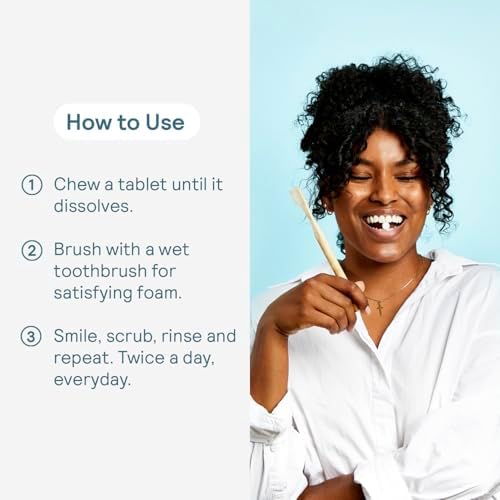 HUPPY Toothpaste Tablets, Nano Hydroxyapatite Toothpaste - Natural Whitening, Fluoride Free and Remineralizing Tablets - Travel Hydroxyapatite Tabs, 62 Count