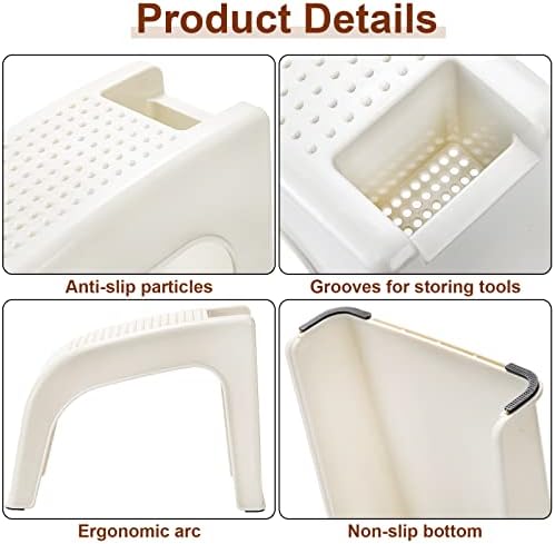 Hedume 2 Pack Shower Foot Rest, Easy Pedicure Foot Rest Stand, Shower Foot Stool for Shaving Legs, Bathing, Manicure, Non-Slip, Built-in Storage