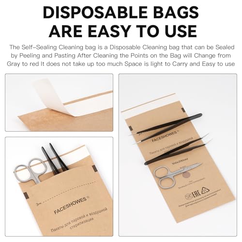 100Pcs Disposable Self-Sealing Sterilizer Pouches for Nail Tool,LXIANGN Dry Heat Autoclave Nail Tools Sterilizer Bags Kraft Paper Cleaning Bags For Dentist Tools and Nail Art Supplies (100mm x 200mm)
