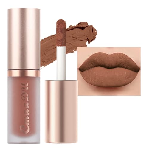 evpct 1Pcs Light Nude Soft Brown Matte Liquid Lipstick Lip Gloss Glossy Set for Black Women 24 Hour Silky Velvet Lipstick labiales matte larga duracion mate 24 horas originales 12#