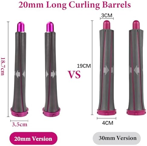 1 Pair 20mm/0.78 inch Long Curling Barrels Attachment for Dyson Airwrap Styler, Hair Curl Barrels Attachment Parts