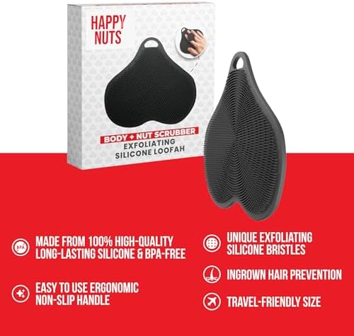 HAPPY NUTS Silicone Body Scrubber, Exfoliating Body Scrubber for Sensitive Skin, Sustainable Shower Scrubber for Body, Silicone Body Brush for Showering (1 Pack, Scrubber)