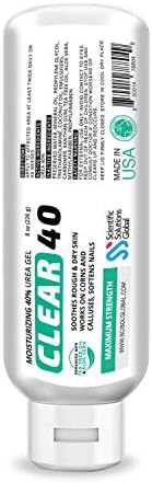 Clear 40, 40% Urea Gel, 8 oz w/Tea Tree & Coconut Oil, Aloe Vera Extract, Works on Calluses & Corns, Moisturizes & Softens Cracked Heels, Feet, Elbows, Hands, Nails, Superior Hydration to Urea Creams
