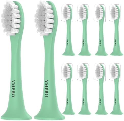 10 Pack Toothbrush Heads Compatible with Suri Electric Toothbrush, Replacement Brush Head Refill, Green