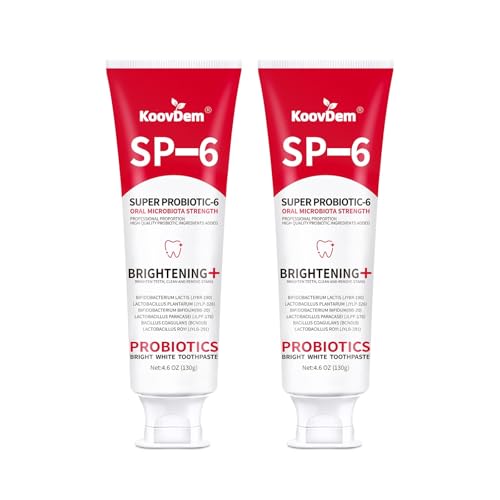 2025 New Sp-6 Probiotics Whitening Toothpaste-Fluoride-Free, Enhanced Formula with 6 Probiotics for Gum Care & Fresh Breath, Fresh Mint Flavor(2PC)（Red）