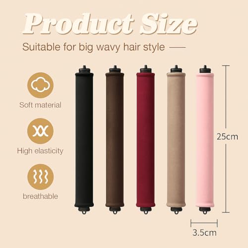 Heatless Hair Curler 4pcs Heatless Curling Rod Overnight Soft Hair Rollers to Sleep No Heat Curls Overnight Curlers for All Hair Types (Braun) Healthy and Stylish, No Heat Needed