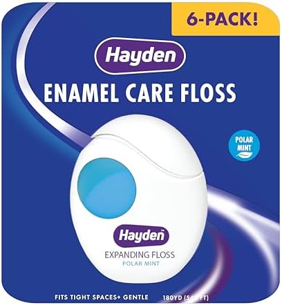 Hayden Enamel Care Dental Floss | for Sensitive Mouths | Helps Restore Enamel | Mint Flavor | 30 Yards per Unit (Pack of 6)
