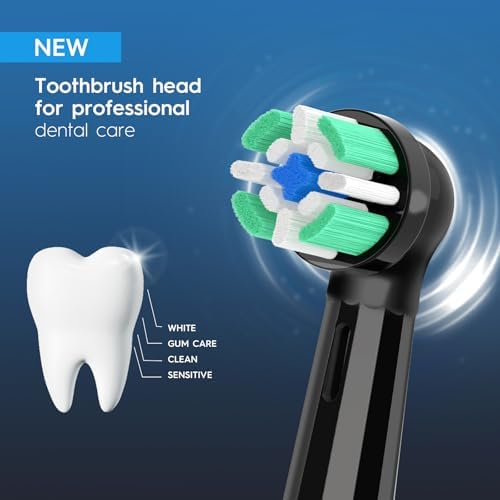 10PCS Replacement Heads Compatible with Oral B iO 2 3 4 5 6 7 8 9 10 Series Electric Toothbrush, IO Brush Heads Compatible with Oral B, Medium Bristles for Teeth Clean & Gums Care (Black/White)