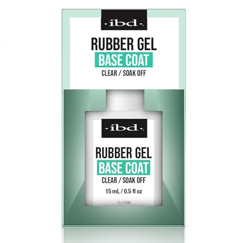 IBD Rubber Base Gel Polish, Base Coat – Clear Soak-Off Rubber Base Builder Gel for Nail Strengthening & Breakage Prevention, 0.5 fl oz