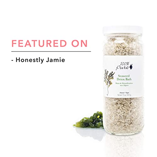 100% PURE Seaweed Detox Bath Soak, Bath Salts for Relaxation, Made with Eucalyptus Essential Oil, Spa Kit for Home, Bath Soak with Essential Oils - 15 Oz
