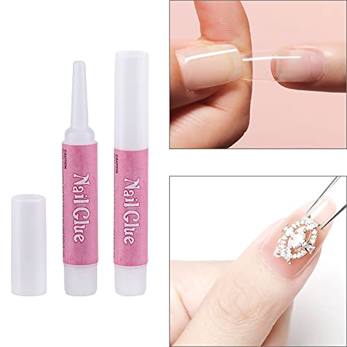 100PCS Acrylic Nail Tips Adhesive Super Bond Long Lasting Glue for DIY Nail Art, 2g/Bottle