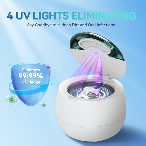 Dental Ultrasonic Retainer Cleaner Machine - 45kHz Retainer Cleaner Machine with 200ML Dental Pod, 9 Modes Ultrasonic Cleaner for Denture, Mouth Guard Clenching, Aligner, Braces, Toothbrush, Jewelry