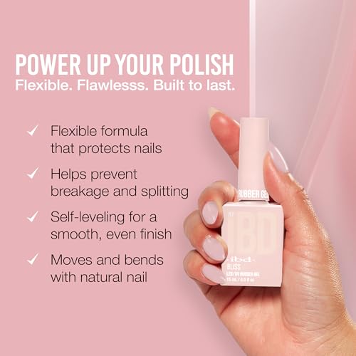 IBD Rubber Gel Polish - Bliss, LED/UV Soak Off Builder Gel for Nails, Strengthening Base Coat for Nail Polish & Extensions, 0.5 fl oz