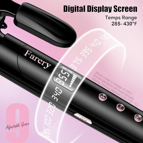 2 inch Curling Iron For Long Hair, Lightweight Large Barrel Curling Iron 2 Inch, Ceramic Curling Wand Infused Argan Oil & Keratin for Bouncy Big Curls, 9 Temps Digital Display & Lock Key, Glove