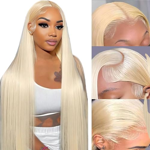 30 Inch 613 13x6 Lace Front Wig Human Hair Straight Blonde Wig Human Hair 613 HD Transparent Lace Frontal Wigs Human Hair Pre Plucked with Baby Hair 200 Density Blonde Human Hair Wigs for Women