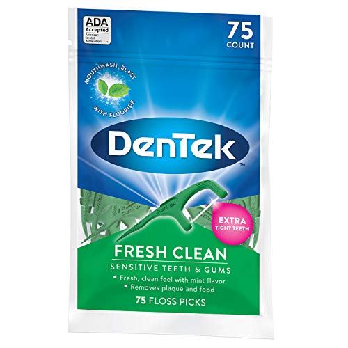 DenTek Fresh Clean Floss Picks, for Extra Tight Teeth, 75 Count (Pack of 5)