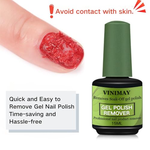 2 Pack 15ml Gel Remover Polish - Gel Polish Remover for Nails - Quickly & Easily Gel Nail Remover Within 3-5 Minutes - No Soaking or Wrapping Nail Gel Remover (0.51 Fl Oz (Pack of 2))