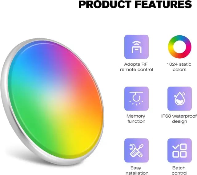 Asooll RGB RV Ceiling Lights,2 Pack 12V LED Ceiling Dome Light,RV Interior Disc Light for RV Travel Trailer Camper Van Boat,Dimmable Camper Interior Lights with Wireless Synchronization Function