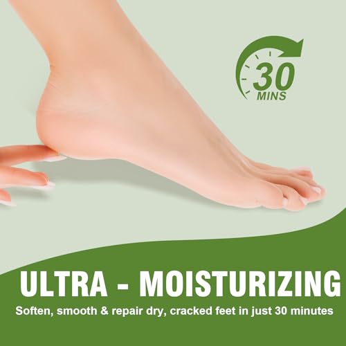 18 Pairs Moisturizing Foot Masks with Shea Butter, Jojoba Oil, Vitamin E & Urea, Intensely Hydrating Foot Mask For Dry Cracked Feet, Moisturizing Socks for Cracked Heel Treatment