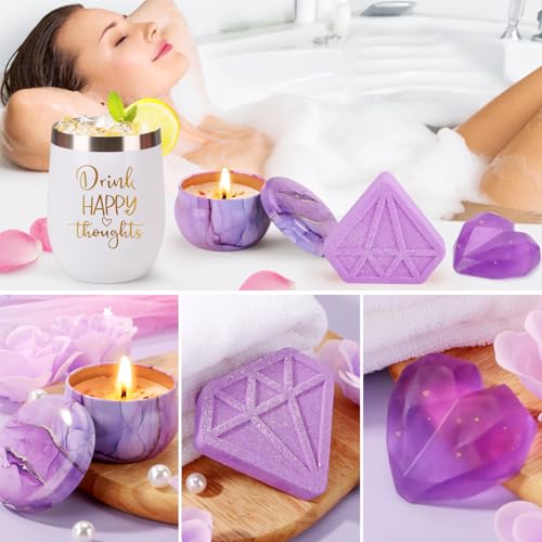 Birthday Gifts for Women Self Care Gift Set, Purple Relaxing Spa Gift Baskets Care Package Get Well Soon Gifts, Unique Christmas Gifts for Mom Her Sister Friend Wife Grandma Girlfriend