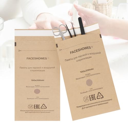 100Pcs Disposable Self-Sealing Sterilizer Pouches for Nail Tool,LXIANGN Dry Heat Autoclave Nail Tools Sterilizer Bags Kraft Paper Cleaning Bags For Dentist Tools and Nail Art Supplies (100mm x 200mm)