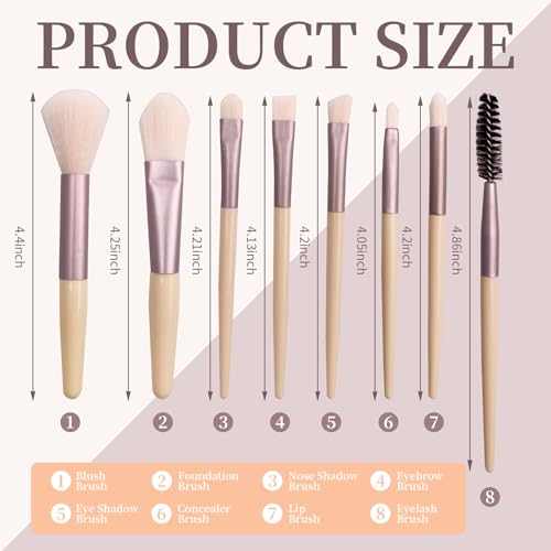 16 Sets Travel Makeup Brush Set Synthetic Fiber Face Foundation Make up Brushes Bridesmaid Gift with Travel Makeup Bag for Wedding Bridal Shower Favors Bachelorette Party Gift (Ivory Beige)
