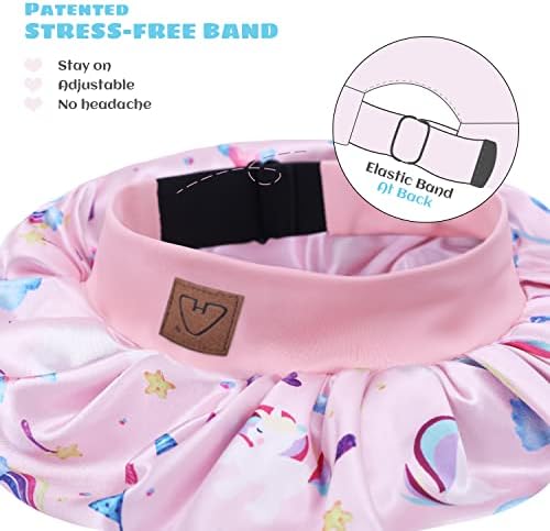 Hat Hut Kids Satin Bonnet Sleep Cap for Curly Hair - Adjustable Silk Hair Cap for Baby & Toddler