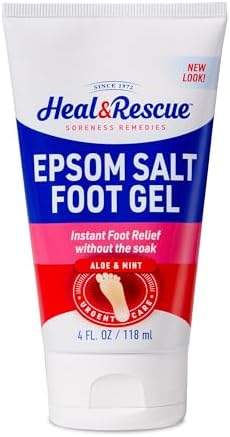 Heal&Rescue Epsom Salt Foot Gel, 4 Ounce, Soothing Relief for Painful, Tired, Aching Feet, Ditch the Foot Bath for Instant Relief