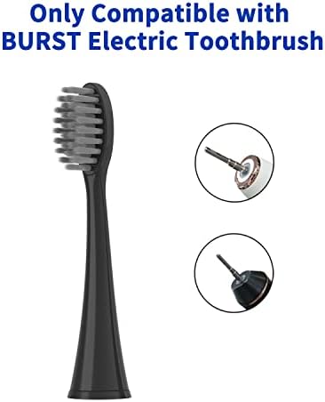 10 Pack Replacement Toothbrush Heads Compatible with Burst Electric Toothbrush, YMPBO Toothbrush Heads for Burst Sonic Toothbrush, Deep Cleaning Bristle Design, Black