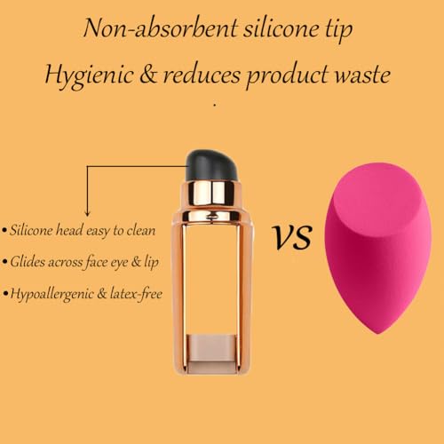 Bling Toman Mini 4 in 1 Makeup Brushes Set,Makeup Sponge,Blush Blending,Eyeshadow,Eyebrow&Liner Lip Face Foundation All-in-One Brushes Travel Makeup Brushes Brochas De Maquillaje (Silicone Rose Gold)