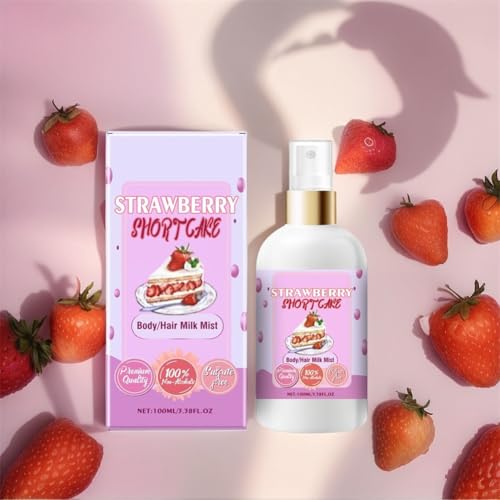 2025 New Vanilla and Cream Duo Body Mist, Sweet Body Milk Mist, Strawberry Body Spray, Marshmallow Blush Body Milk, Strawberry Shortcake Body Oil (A, Strawberry flavor 2 Pcs)