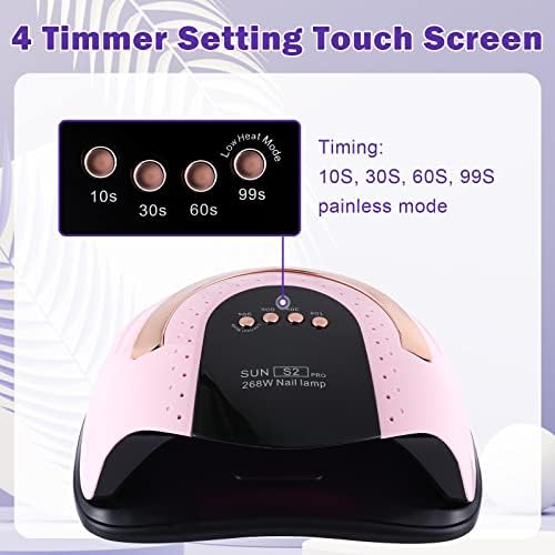 268W UV LED Light Lamp Nail Dryer for Gel Polish with 57 pcs Dual Light Beads 4 Timer Setting and Automatic Sensor