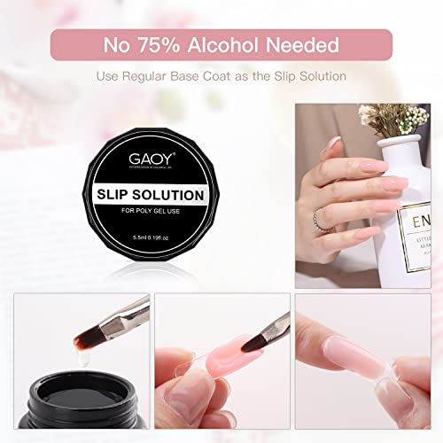 GAOY Poly Nail Extension Gel Kit of 4 Colors with Top Coat Base Coat Dual Forms and Tools Nail Enhancement All-in-One Builder Gel French Manicure Kit