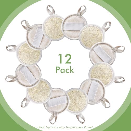 12 Pack Natural Loofah Face Scrubber & Exfoliator, Organic Exfoliating Facial Scrub Pads and Sponges for Women & Men