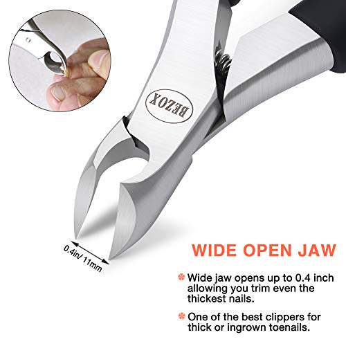 BEZOX Thick Toenail Clippers - Precision Large Toe Nail Clipper for Thick Nails, Comfort Grip Fingernail Clipper, Ergonomic Long Handle Nail Cutter, Professional-Grade Stainless Steel