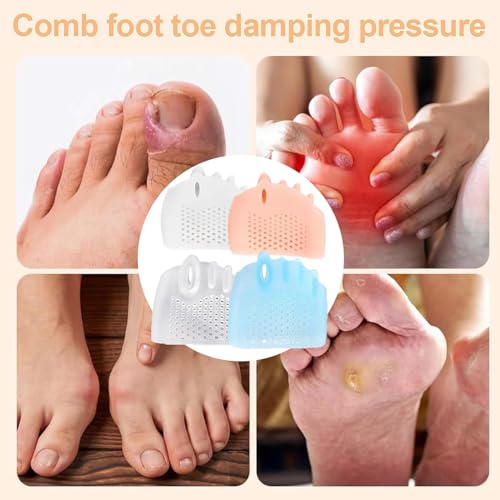 Hyggear Silicone Toe Separators for Women & Men, 4 Packs Toe Separators Bunion Corrector Cushion, Breathable Soft and Comfortable Gel Foot Cushions, Multiple Colors (4 Pairs)