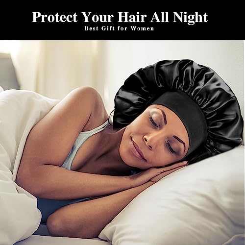 12pcs Large Satin Bonnets for Sleeping, Silky Hair Bonnet for Black Women Braid Curly Hair