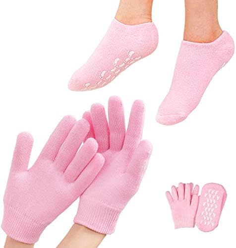 4 PCS Moisturizing Gloves and Socks, Gel Spa Moisturizing Therapy Sock ＆ Glove, Soften Repairing Dry Cracked, Hands Feet Skin Care, Effective in Repair Dry and Chapped Hands and Feet Skin Care(Small)
