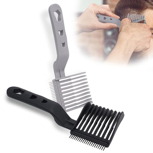2PCS Fade Comb Tool, Fade Tool for Men Haircut Gradient Hair comb Compatible with All Clipper, Blending Combs Barber Accessories for Fades (Black/Grey)