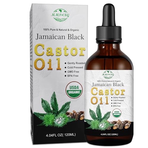 Jamaican Black Castor Oil - USDA Certified Organic Cold Pressed Hexane Free Unrefined, Natural Hair Oil For Treatment Scalp, Growth Hair Eyelashes Eyebrows (4oz/120ml Glass Bottle)