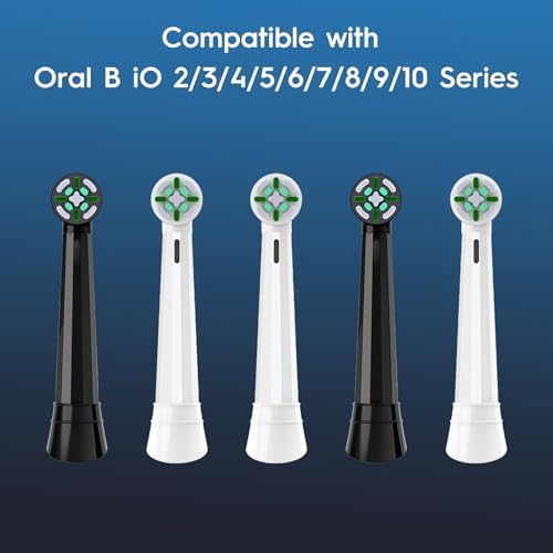 10 Pcs Replacement Heads Compatible with Oral B iO, Brush Heads Compatible with Oral B iO 2 3 4 5 6 7 8 9 10 Series Electric Toothbrush Handles, Deep Clean and Protect Teeth (Black/White)