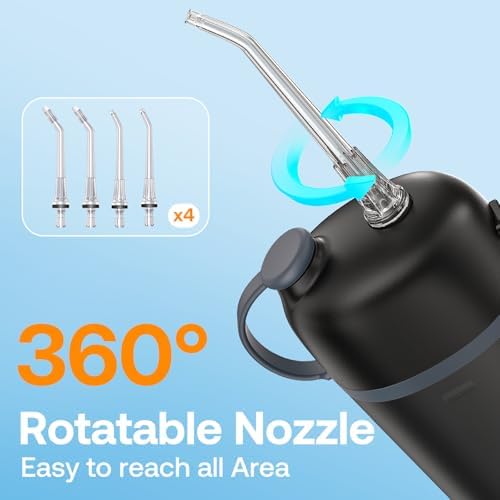Bitvae P1 Water Dental Flosser, Travel Water Teeth Picks, Cordless Mini Water Cleaner Picks with Telescopic Water Tank, IPX7 Waterproof Flossing Cleaning Picks, Brace & Sensitive Teeth Care, Black