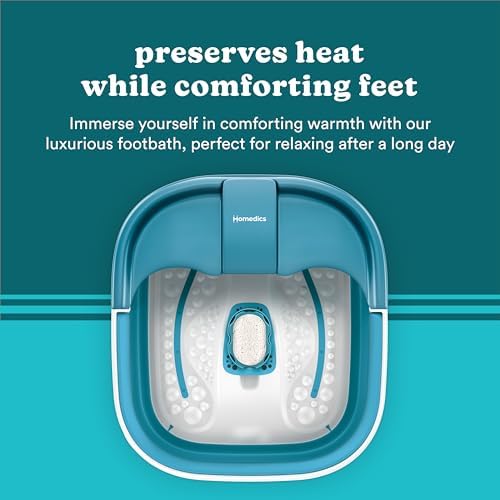 Homedics Smart Space Bubble Mate Collapsible Foot Spa, Heat-Maintaining, Bubble Massage with Pumice Stone and Splash Guard