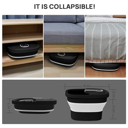 HOSPAN Collapsible Foot Spa Electric Rotary Massage, Foot Bath with Heat, Bubble, Remote, and 24 Motorized Shiatsu Massage Balls. Pedicure Foot Spa for Feet Stress Relief - FS02A