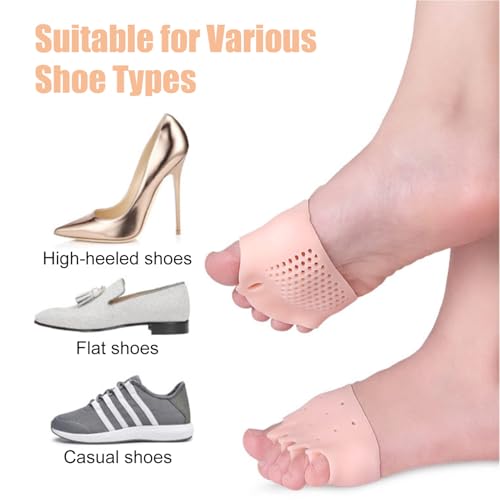 Hyggear Silicone Toe Separators for Women & Men, 4 Packs Toe Separators Bunion Corrector Cushion, Breathable Soft and Comfortable Gel Foot Cushions, Multiple Colors (4 Pairs)