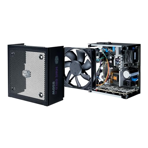 Cooler Master MWE Gold 850 V3 ATX 3.1 Full Modular PSU, 850W, 80+ Gold Efficiency, 90° 12VHPWR|600W PCIe 5.1, GPU Support RTX 4090, Zero-RPM Mode, Hexagonal Fan Cover, 10-Year