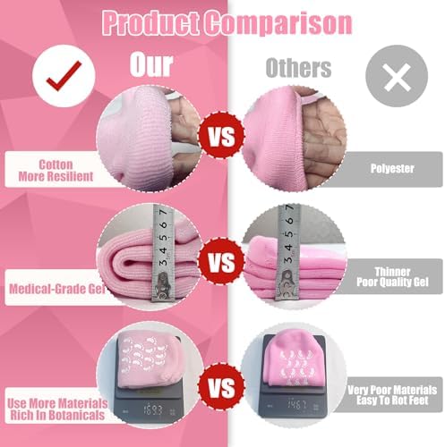 2Pairs Moisturizing Socks - Silicone Socks for Dry Cracked Feet Women - Gel Socks for Dry Cracked Feet Women - Lotion Socks for Repairing and Softening Dry Cracked Feet Skins