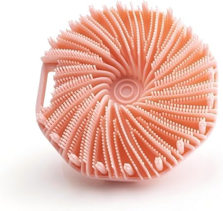 Body Scrubber - Exfoliating Massage Brush,Suitable for Delicate Skin, Spa & Travel, Replaces Loofah (Pink)